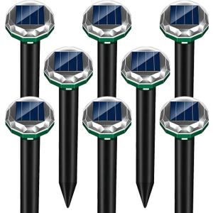 8 Pack Mole Repellent Solar Powered Gopher Repellent Ultrasonic Vole Repellent Outdoor Waterproof Spikes Repellent Rat Deterrent Groundhog,Chipmunk,Snake,Sonic Mole Stakes for Garden,Yard