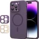 ESR for iPhone 14 Pro Case with MagSafe, Supports Magnetic Charging, Smooth & Slim Silicone Case, Shockproof, Full Screen and Camera Protection, Soft Microfiber Lining,Purple
