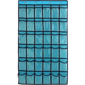 NIMES Hanging Closet Underwear Sock Jewelry Storage Over The Door Classroom Cell Phone Calculator Organizer 36 Clear Pockets (Blue)