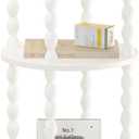 AWASEN Small Round Side Table, White End Table with 3-Tier Open Shelf for Small Spaces, Round Bedside Table Nightstand for Bedroom, Living Room, Office, White