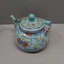 Pumtus 2.6 Quart Floral Enamel Tea Kettle, Vintage Enameled Teapot Stovetop, Enamel on Steel Water Coffee Tea Pot with Ceramic Handle, Colorful Hot Water Kettle for Home Kitchen Decor, No Whistling