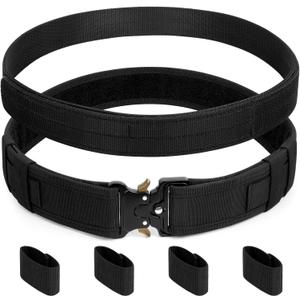 Duty Belt,2'' Police Security Nylon Duty Belts with Hook Lining Outer Inner Belts with 4 Belt Keeper (Small-Large)