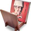 Honygebia Wooden Vinyl Record Holder - Wood Record Album Holder, V-Shaped Vinyl Record Storage Racks, Album Holders for Vinyl Records, Shelf for Storing Collection of 40 Premium LPs (Solid Sapele)
