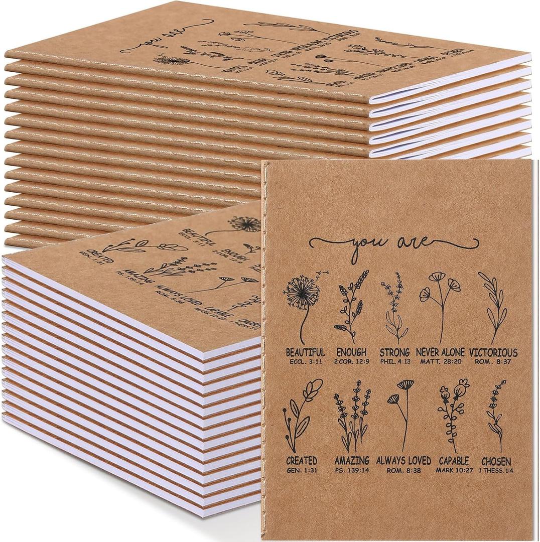 Humyoun 30 Pcs Christian Gift Bulk Mini Christian Notebook Wildflower Bible Verse Notepad Inspirational Prayer Journal Bulk Religious Easter Gifts for Church Members Men Women Teacher Nurse