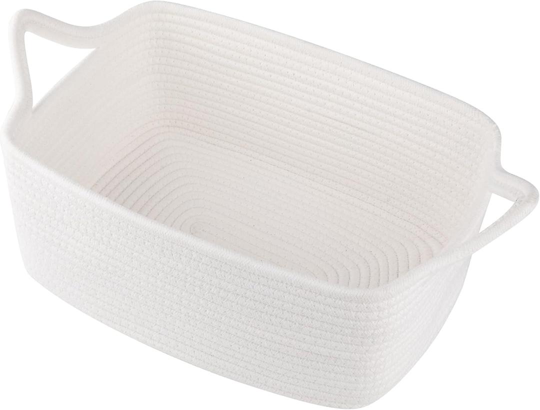 OIAHOMY Woven Basket, Gift Basket Empty with Gift Bags and Ribbons, Rope Baskets for Baby Showers, Storage Baskets with Handles for Nursery, Pet Toy Organizer - White