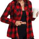Deer Lady Plaid Flannel Shirts for Women Buffalo Plaid Shirts Oversized Long Sleeve Casual Button Down Blouse Top Size XL