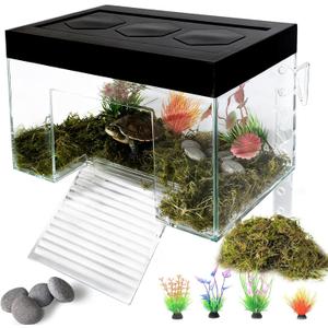 Hanging Turtle Basking Platform, 9.8x6.3x6.3'' Adjustable Aquatic Turtles Ramp Dock,Acrylic Topper Platform Tank Accessories for Baby Turtles,Red Eared Slider(Medium)