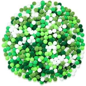 Tegeme 2000 Pieces Pom Poms 1 cm Assorted Pompoms and Crafts Fuzzy Balls for Thanksgiving Christmas Winter DIY Arts and Craft Making Decorations(Green Series)