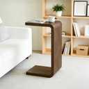 Lefedrasticity C Shaped End Table Small Side Table for Couch Walnut Sofa Table Wooden Narrow Couch Side Table Rustic C Table for Living Room Office Bedroom (Walnut)