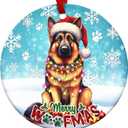 2 x Cute Christmas Santa Hat German Shepherd Dog Ceramic Ornament - Dog Christmas Ornaments - German Shepherd Gifts for Women