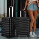 Lightweight Luggage with Spinner Wheels & YKK Zipper, Hard Shell 3-Piece Suitcase ABS+PC Hardside Luggage Set with TSA Lock for Men Travel, Black (20+24 inch)