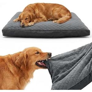 Indestructible Chew-Proof Dog Bed for Large Dogs, Durable Crate Bed
Large Sized Dog Bed for Aggressive Chewers, Waterproof & Washable Pet Couch with Removable Cover (Grey, L, 41"x27")