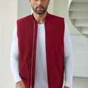 COOFANDY Men's Puffer Vest Loose Fit Quilted Vest Winter Outdoor Zipper Padded Vests Warm Puffy Sleeveless Jacket (Red, L)