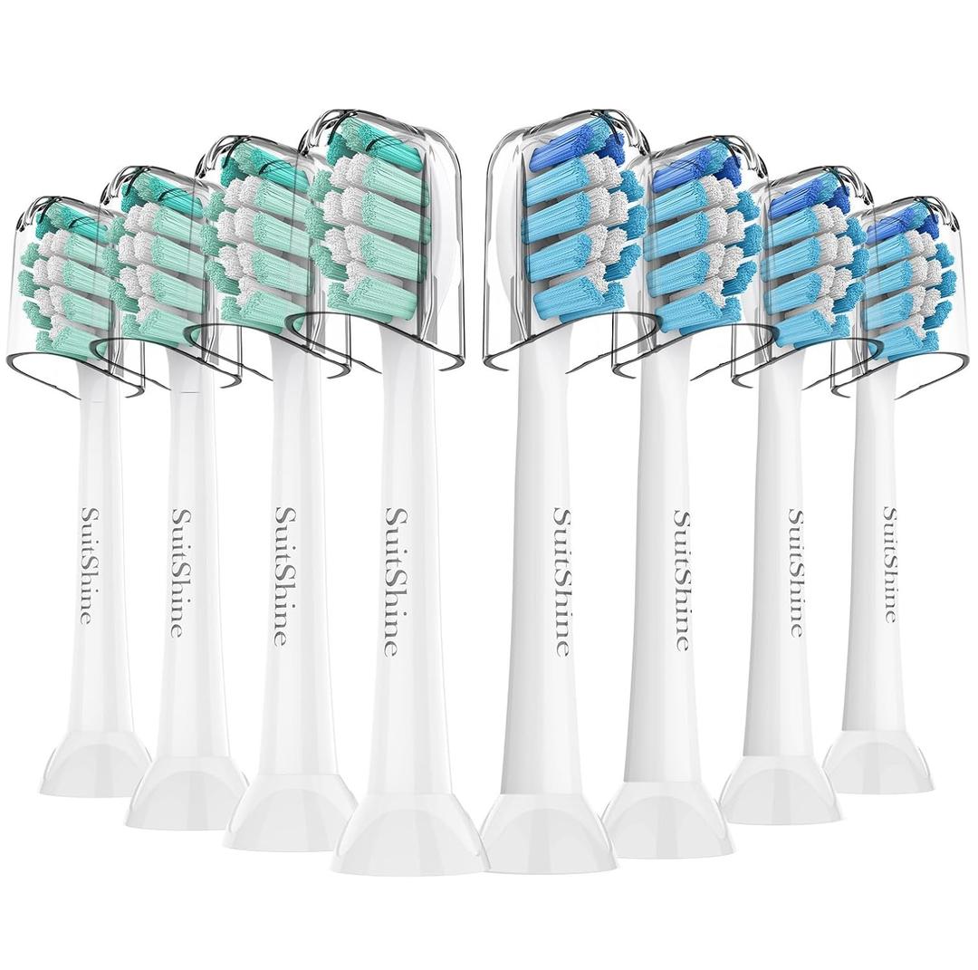 Replacement Toothbrush Heads Compatible with Philips Sonicare and More Click-on Handles 8 Pack White