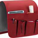 Sofa Armrest Organizer, Remote Control Holder for Recliner Couch, Arm Chair Caddy with 5 Pockets for Magazine, Tablet, Phone, iPad (W13'' x L33'', Burgundy)