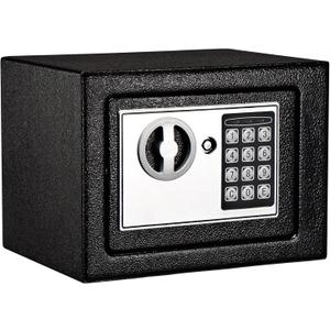 Electronic Safe Box with Keypad & Keys, Money Lock Boxes, Safety Boxes for Home, Office, Hotel Rooms,Business, Jewelry, Gun, Cash, Steel Alloy Drop Safe 9.1" x 6.7" x 6.7''