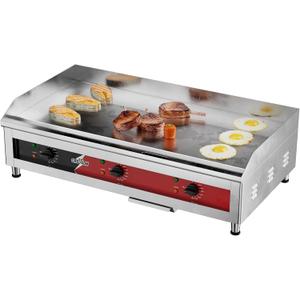 CROSSON ETL Listed 36"*16" Large Commercial Electric Countertop Griddle,Flat Top Heavy Duty Griddles with Non-Stick 1/2" Thick Iron Cooking Plate for Restaurant use-240V/6600W (EG-918C)