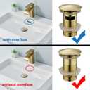 Brass P Trap with Bathroom Sink Stopper : 1-1/4 Sink Drain Bottle Trap Set No Overflow - Adjustable Height, Brushed Gold - Complete Basin Sink Plumbing Kit for Pipe Replacement
