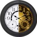 Sept.Filles 18-Inch Outdoor Wall Clock with Thermometer Hygrometer, LED Auto Light Sensor, Outdoor Clock Waterproof Large Display for Garden Patio Home Decor