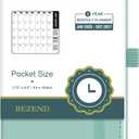 BEZEND Pocket Monthly Planner 2026-2027 (3.5" x 6.5") 2 Year Calendar Book for Purse with Note Pages, 100 GSM Paper, Inner Pocket, Pen Holder, Vegan Leather Hardcover in Mint Green