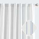 jinchan White Curtains Blue Striped Curtains 96 Inch Length for Living Room Bedroom Window Treatment Modern Linen Look Ticking Stripe Pinstripe Privacy Light Filtering Back Tab Rod Pocket 2 Panels