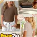 3 Pack Girls Short Sleeve Cute Shirts | Ribbed Knit, Crew Neck, Slim Fit, Summer, Basic, Soft, School Outfit, Trendy, Ages 5-14, Solid Colors, Versatile Styling