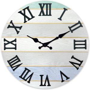 Solid Wood Clocks for Living Room 24 Inch Analog Wall Clocks Battery Operated Giant Wall Clock Non Ticking (Grey1)