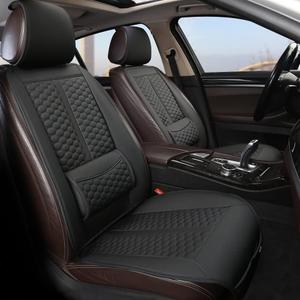 Black Panther Car Seats Covers, 1 Pair Universal Sideless Driver Seat Protectors, with Lumbar Support and Headrest Cover (Black)