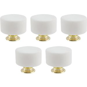 5 Pack Marble Cabinet Knobs, Round Knob for Dresser Cabinet Wardrobe Hardware Accessories, White Hardware Kitchen Closet knobs for Bifold DoorsWhite Marble,Cylinder