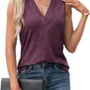 Agnes Urban Womens V Neck Tank Tops Dressy Summer Sleeveless Shirts Casual Loose Tunic Tops Blouses T Shirts (Small, Reddish Purple)