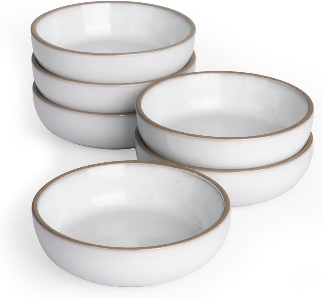 famiware Nature Ceramic Soy Sauce Dish, Dipping Bowls Set of 6, 3 oz Dipping Sauce Bowls/Dishes/Cups/Plates, Small Serving Bowls for Side Dishes, Condiments, Sushi, Appetizer, Dessert, Snowy White