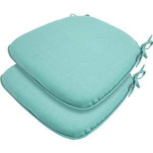 Outdoor Chair Cushions Set of 2,Patio Seat Cushion 17"x16"x2",U-Shaped Dining Chair Cushion 17 by 16 Inch,Water Resistant,Fade-Resistant Chair Pads for Kitchen Garden Furniture(Light Turquoise)