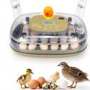 Series III - 24 Egg Automatic Incubator, Full-Stage Adaptive Humidity (Dual-Bottle) & Auto Temp Control, Custom-Interval Auto Turn & Auto Stop, Preset Incubation Days, Adjustable Egg Spacing, Candler