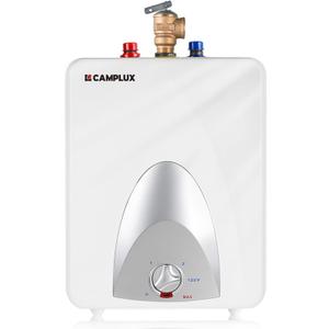 CAMPLUX Electric Mini Tank Water Heater 2.5 Gallons (ME25), Eliminate Time for Hot Water - Shelf, Wall or Floor Mounted, UL Listed