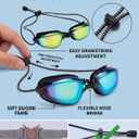 3 x Aegend Swimming Goggles with Adjustable Bungee Strap, No Leak Anti-Fog UV Protection Mirrored Swim Goggles for Adults
