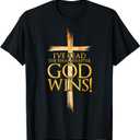 I've Read the Final Chapter God Wins Christian Faith Cross T-Shirt (Small, Black)