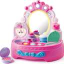 lalalark Toddler Vanity & Baby Vanity Mirror Toy, Interactive Pretend Vanity Set with 40+ Sounds and Music, Learn Musical Mirror Toy, Birthday Gift for 6 Months+ 1 2 3 Year Old Kids Girls