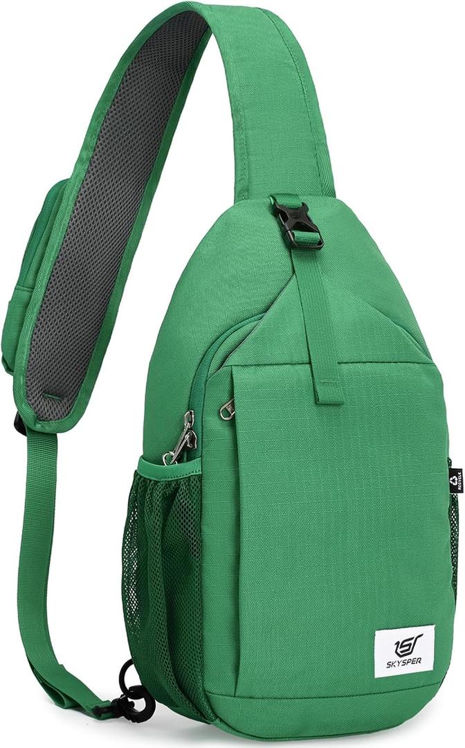 SKYSPER Sling Bag RFID Cross Body Bag Recycled Crossbody Backpack Travel Daypack(Green)
