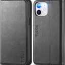 TUCCH Wallet Case for iPhone 12 Pro/iPhone 12 5G, Premium PU Leather Flip Folio Cover with Card Slot, Stand Book Design [Shockproof TPU Interior Case] Compatible with iPhone 12/12 Pro 6.1-inch, Black