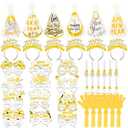 HOWAF New Years Eve Party Supplies 2026 White Gold 2026 Glasses New Years Hats Happy New Year Headband Tiara Blowouts Hand Clappers NYE Party Favors Accessories Kit for Happy New Year Decorations