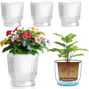T4U( 2p 6In 2 p4in)Self Watering Plant Pot, 4 Pack Self Watering Pots, Self Watering Planter with Reservoir, Clear Self Watering Pots for Indoor Plants, African Violets, Flowers (4 Pack, 4", Clear)
Amazon's Choice