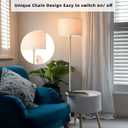 LALISU Bedroom Floor Lamp Farmhouse Floor Lamps for Living Room Mid-Century Pole Lamp Linen Lamp Shade, Standing Tall Lamps for Bedrooms and Office (White)