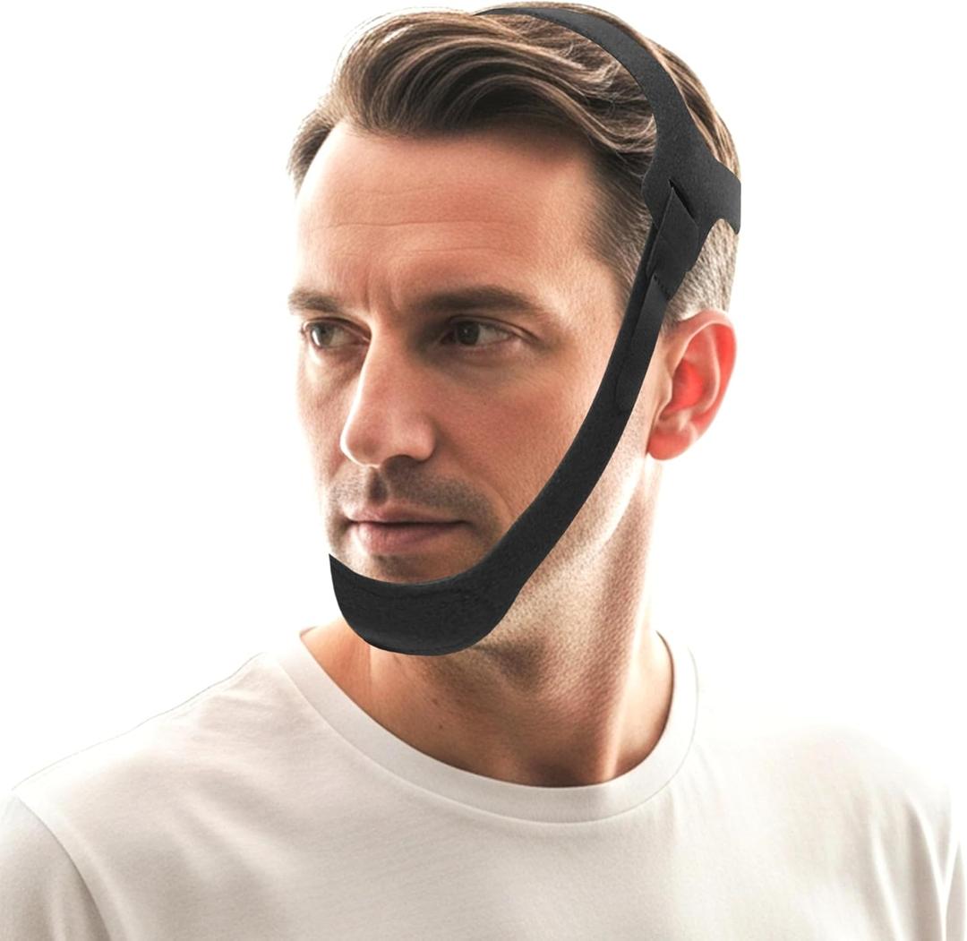 Chin Strap for Sleeping, CPAP Chin Strap, Anti Snoring, CPAP Chin Strap to Keep Mouth Closed, Adjustable, Breathable and Comfortable