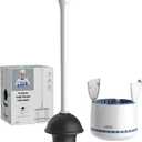 MR.SIGA Toilet Plunger with Holder, Heavy Duty Toilet Plunger and Holder Combo for Bathroom Cleaning, White