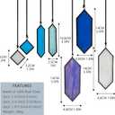 HDCRYSTALGIFTS Stained Glass Window Hanging Suncatchers - 7 Pieces Handcrafted Element Earth Tones Panel Set,Modern Blue Wall Art Sun Catchers Indoor Window Home Garden Decor