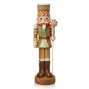 Simgoing 2 Pcs Gingerbread Nutcracker Figures Christmas Resin Nutcracker Figurines Holding Christmas Cookies, Gingerbread Men and Candy, Soldier Xmas Centerpieces Decor for Winter Table Party Favors