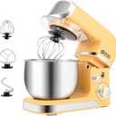 Kitchen In The Box Stand Mixer,3.2Qt Small Electric Food Mixer,6 Speeds Portable Lightweight Kitchen Mixer For Daily Use With Egg Whisk,Dough Hook,Flat Beater (Yellow)