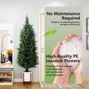 Artificial Topiary Tree 2-Set - Beautiful Realistic Faux Cedar Pines, 3 Feet Tall, UV Protection for Longer Life, Durable 6" Wide Heavy Duty Pots for Outdoor & Indoor Decor (2, 37 Inch)