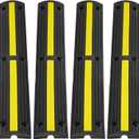 VEVOR 3.28 ft Cable Protector Ramp, 4 Pack of 1 Channel, 18000 lbs/axle Capacity Heavy Duty Rubber Speed Bumps, Floor Cord Cable Protector Wire Cover, for Residential Areas, Private Garages, Gardens