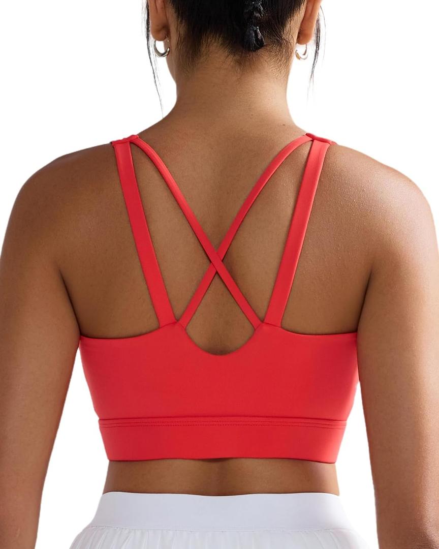RUNNING GIRL High Impact Sports Bras for Women, High Support Running Sports Bra Moulded Cup Strappy Sports Bras (Red, S)
